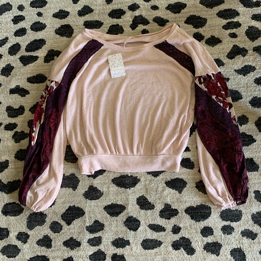 NEW Free People Casual Clash Top Pink Nude Size S